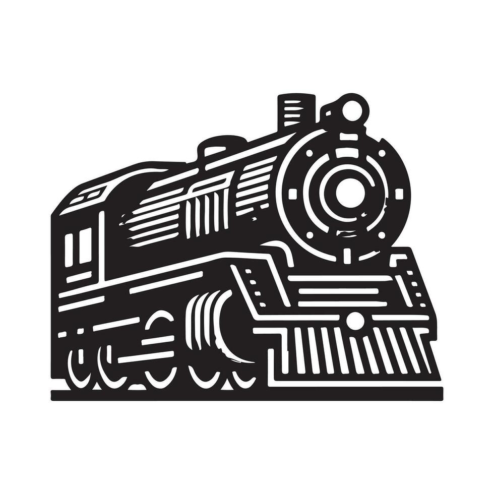 wijnoogst hand- getrokken illustratie van oud stoom- trein logo ontwerp vector