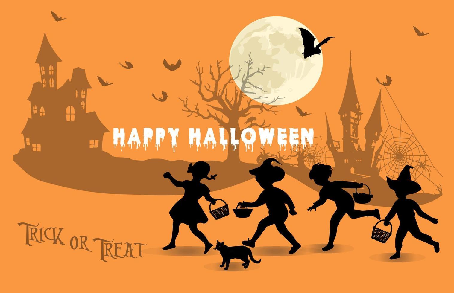 trick or treat halloween vectorontwerp voor kinderen vector