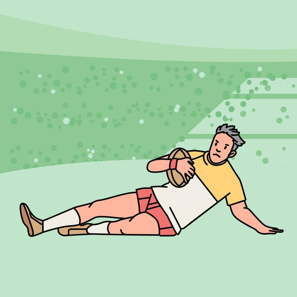 rugby Amerikaans voetbal karakter spelers actie atleet veld- lijn stijl illustratie vector