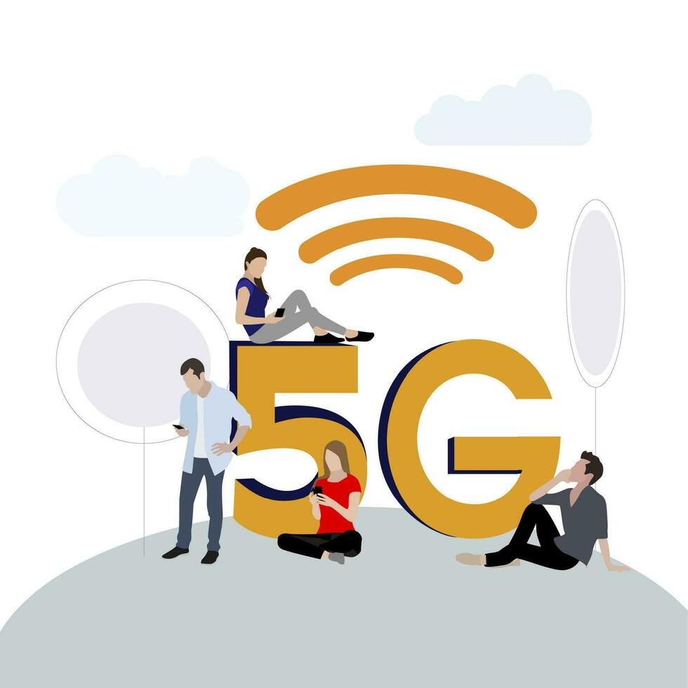 5g netwerk. nieuw modern mobiel aansluiten technologie. vector digitaal mobiel verbinding, communicatie internet illustratie