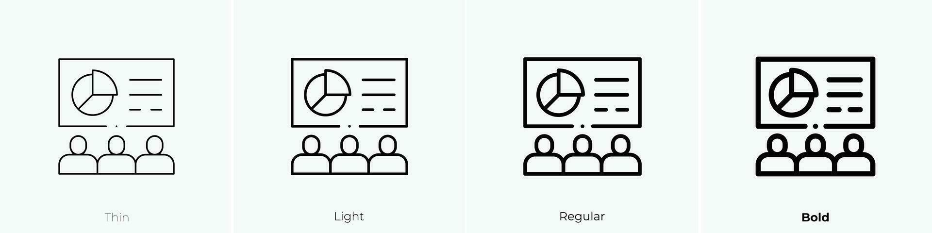 presentatie icoon. dun, licht, regelmatig en stoutmoedig stijl ontwerp geïsoleerd Aan wit achtergrond vector