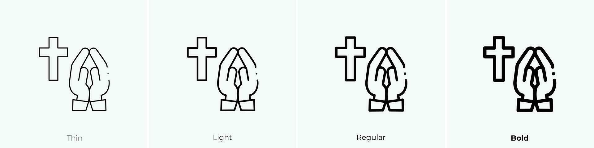 bidden icoon. dun, licht, regelmatig en stoutmoedig stijl ontwerp geïsoleerd Aan wit achtergrond vector