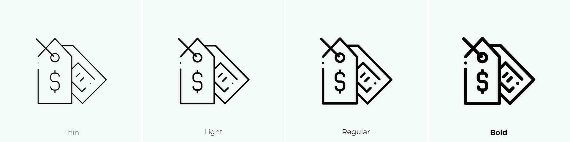 prijs etiket icoon. dun, licht, regelmatig en stoutmoedig stijl ontwerp geïsoleerd Aan wit achtergrond vector