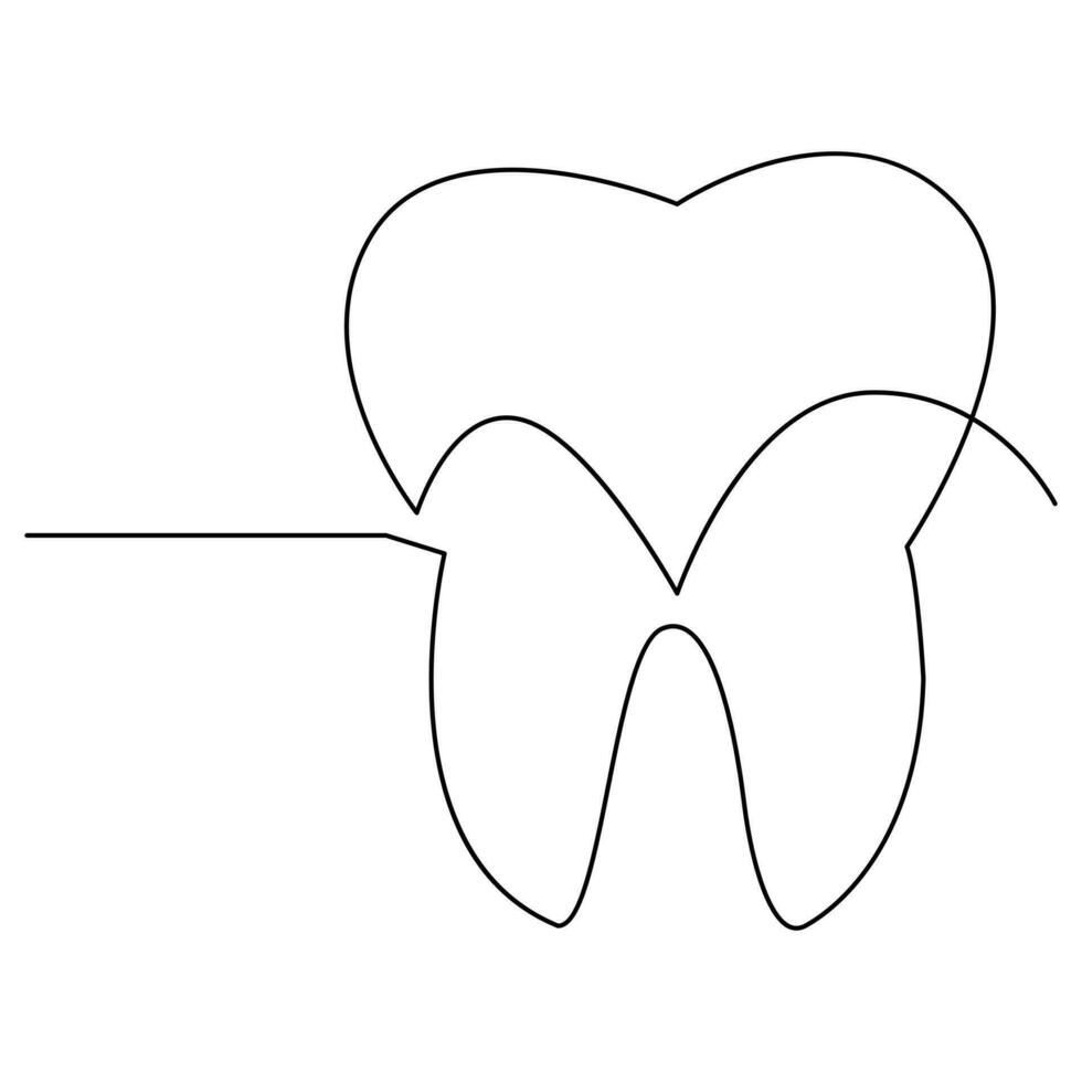 tanden single lijn doorlopend schets vector kunst tekening en gemakkelijk een lijn tanden minimalistische ontwerp