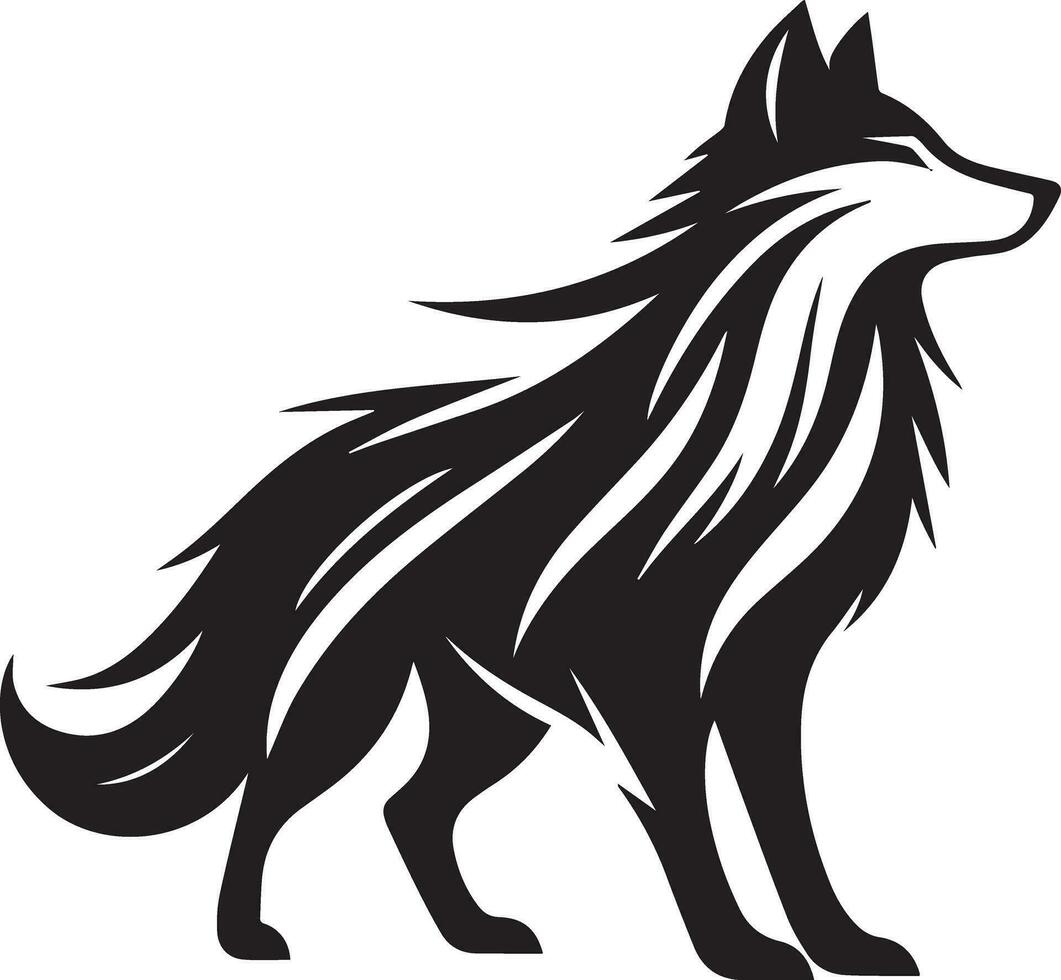 wolf silhouet bewerkbare vector illustratie geïsoleerd over- wit achtergrond