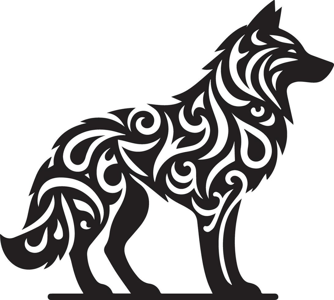 wolf silhouet bewerkbare vector illustratie geïsoleerd over- wit achtergrond