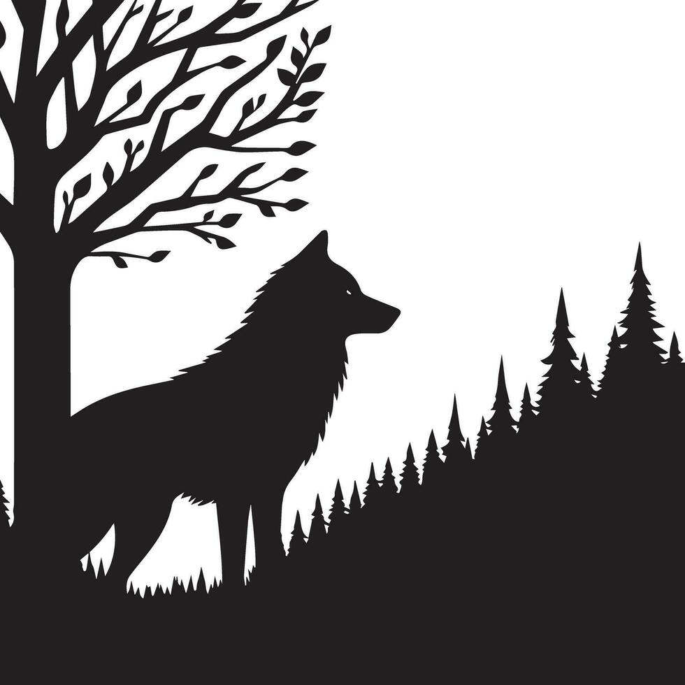 wolf silhouet bewerkbare vector illustratie geïsoleerd over- wit achtergrond