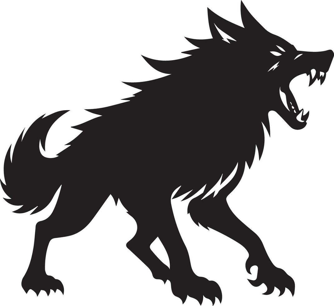 wolf silhouet bewerkbare vector illustratie geïsoleerd over- wit achtergrond