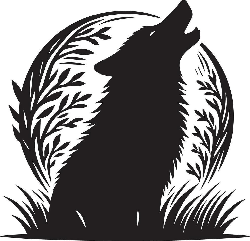 wolf silhouet bewerkbare vector illustratie geïsoleerd over- wit achtergrond