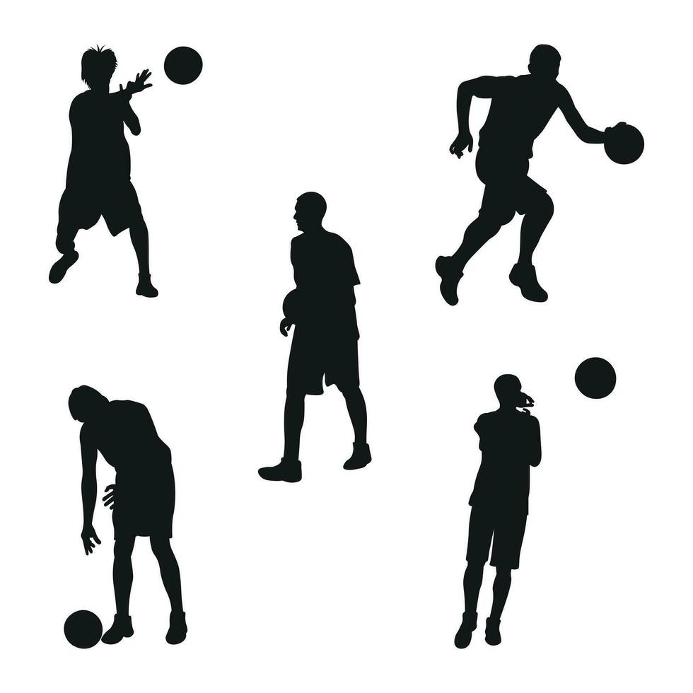 basketbal, zwart silhouet van een atleet basketbal speler met een bal vector