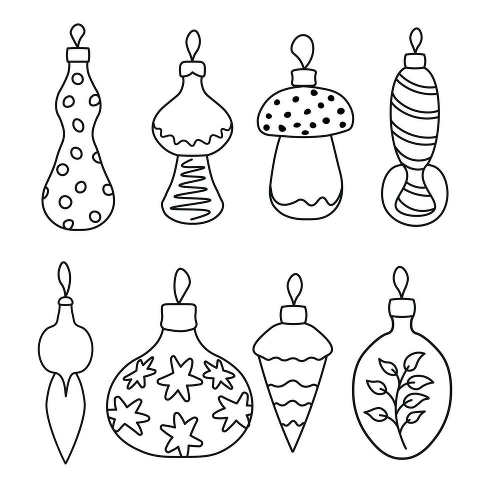 schetsen schets van Kerstmis boom decoraties vector