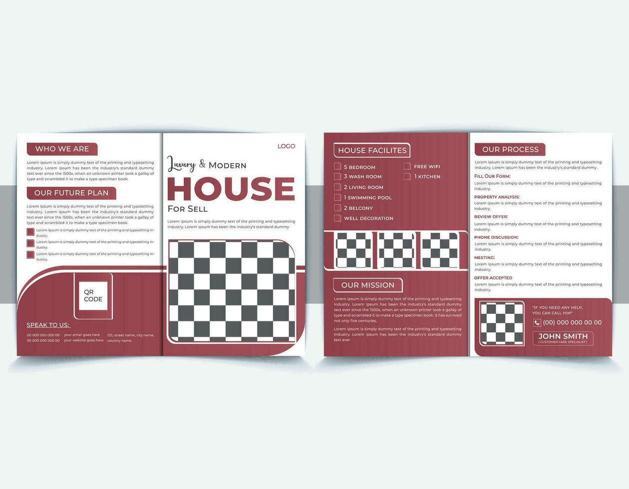 echt landgoed of bouw tweevoudig bedrijf brochure vector