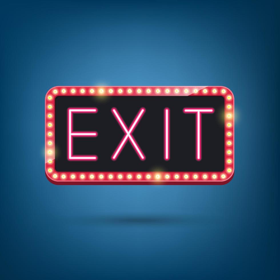 exit, neonlamp, retro lichtframe. vector illustratie