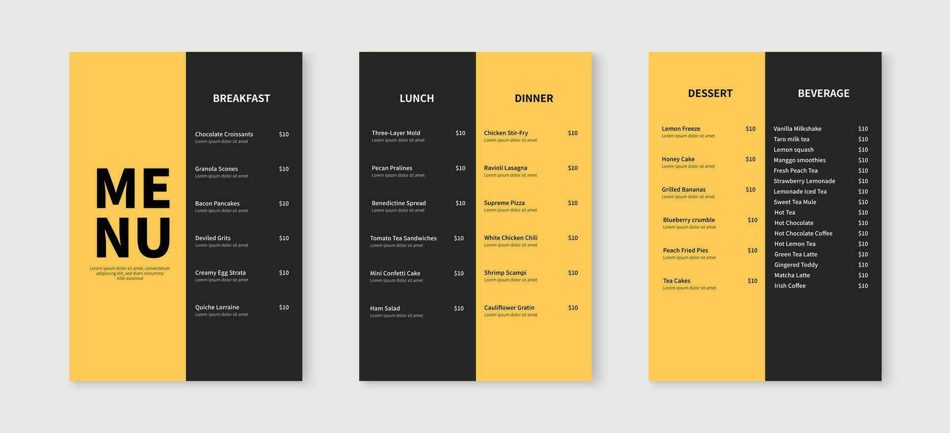 elegant restaurant menu ontwerp sjabloon. voedsel en drinken menu folder lay-out ontwerp. vector illustratie