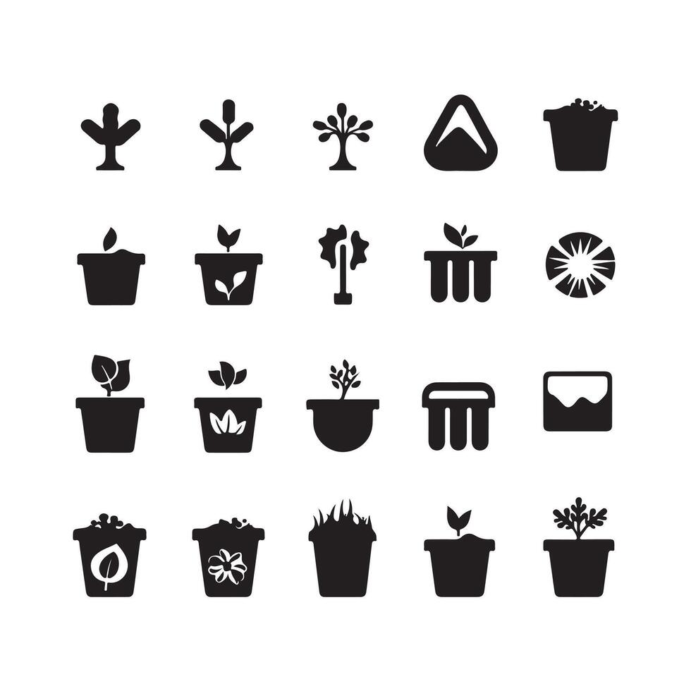 een zwart silhouet compost symbool reeks vector