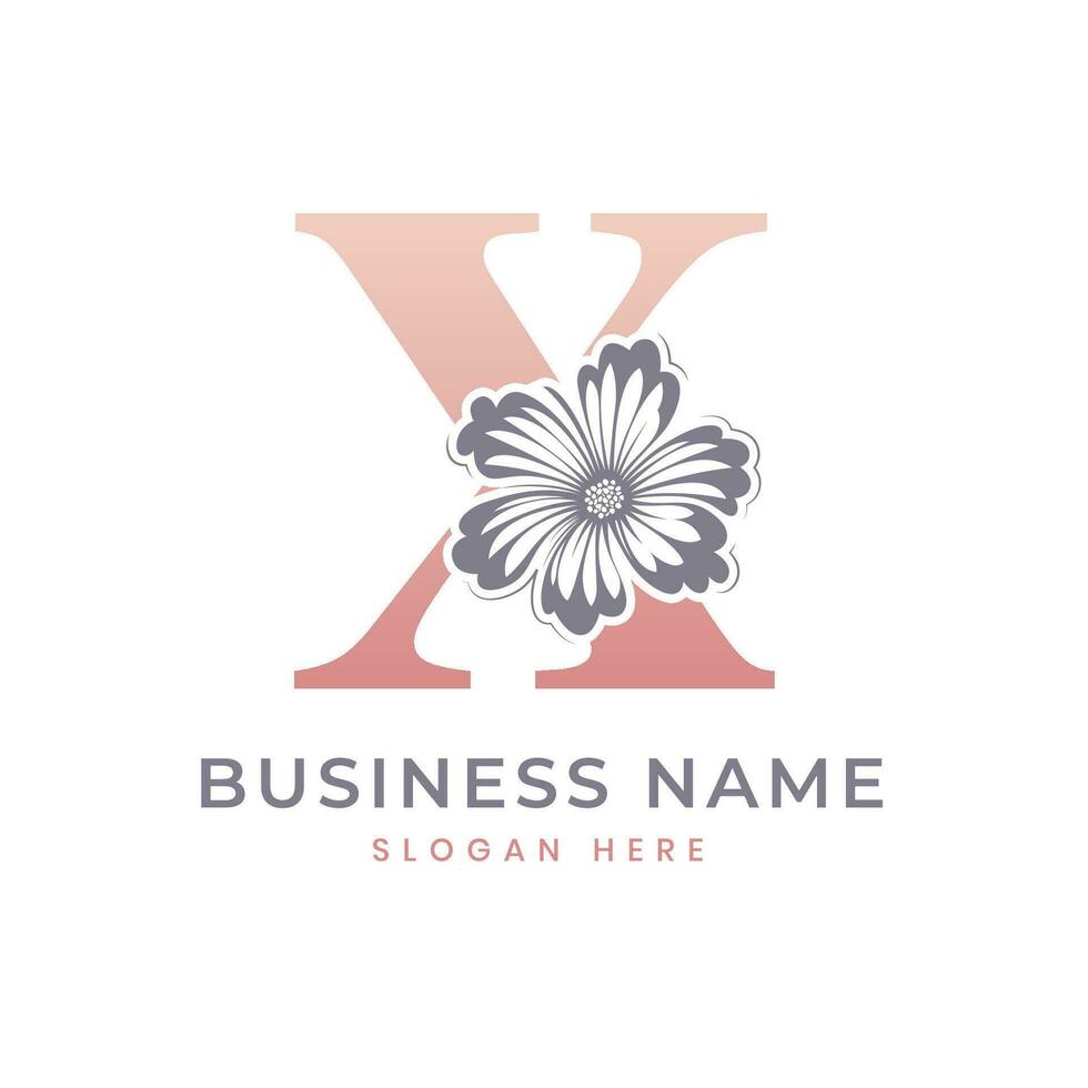X brief logo met bloem. bloemen X logo vrouwelijk luxe logo ontwerp vector