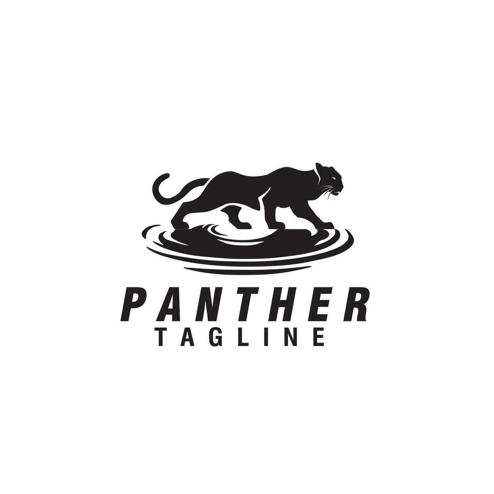zwart panter silhouet stijl logo ontwerp vector illustratie