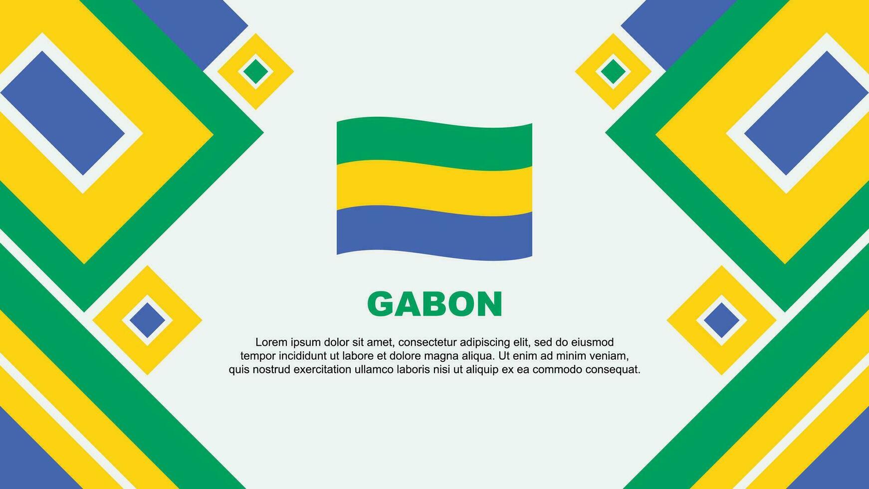 Gabon vlag abstract achtergrond ontwerp sjabloon. Gabon onafhankelijkheid dag banier behang vector illustratie. Gabon tekenfilm