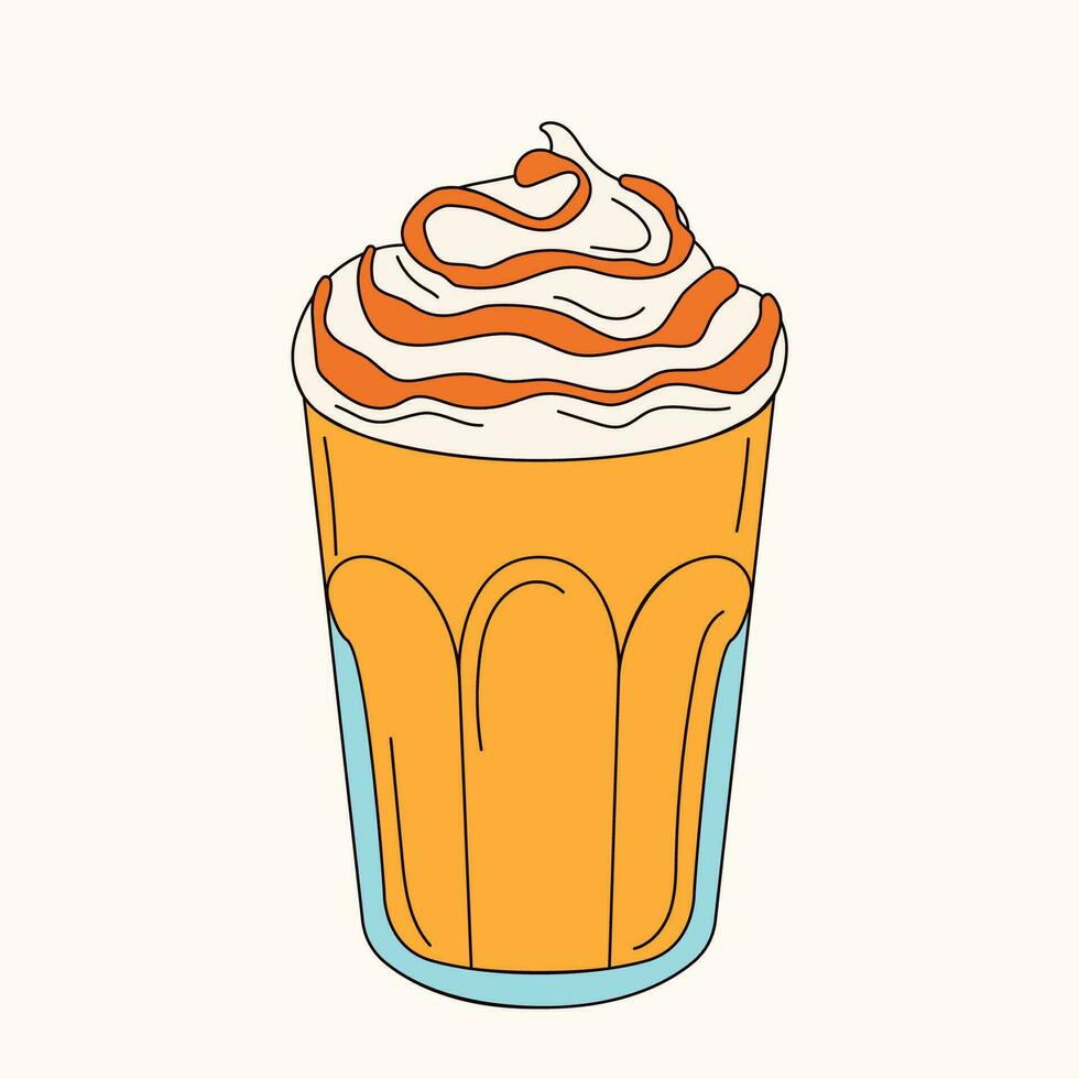 frappuccino bevroren koffie in een glas kop in lijn kunst, tekening stijl. vector illustratie geïsoleerd Aan een wit achtergrond.