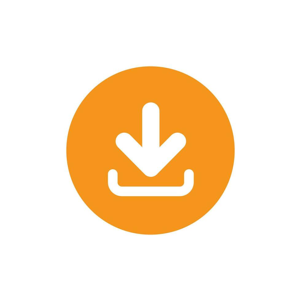 eps10 vector oranje downloaden icoon geïsoleerd Aan wit achtergrond. uploaden knop. laden symbool in cirkel.