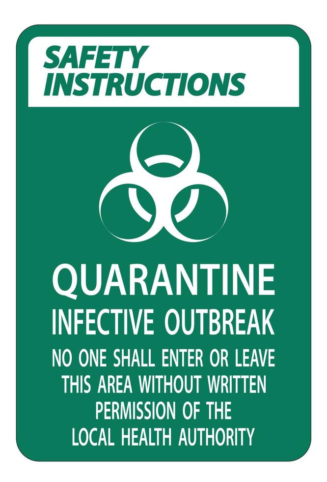 veiligheidsinstructies quarantaine besmettelijke uitbraak teken isoleren op transparante achtergrond, vectorillustratie vector