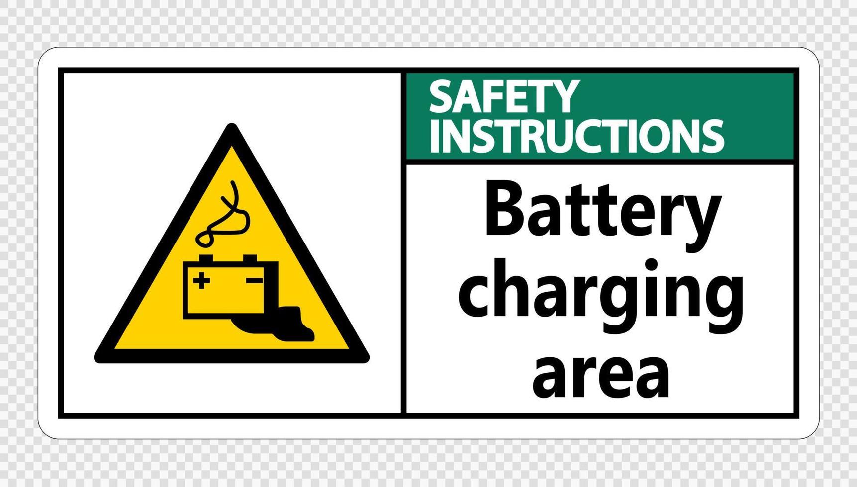 veiligheidsinstructies batterij opladen gebied teken op transparante achtergrond vector