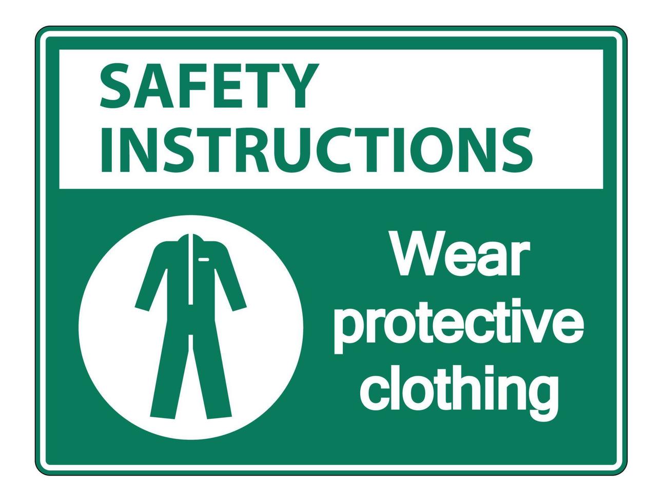 veiligheidsinstructies draag beschermende kleding teken op witte achtergrond vector