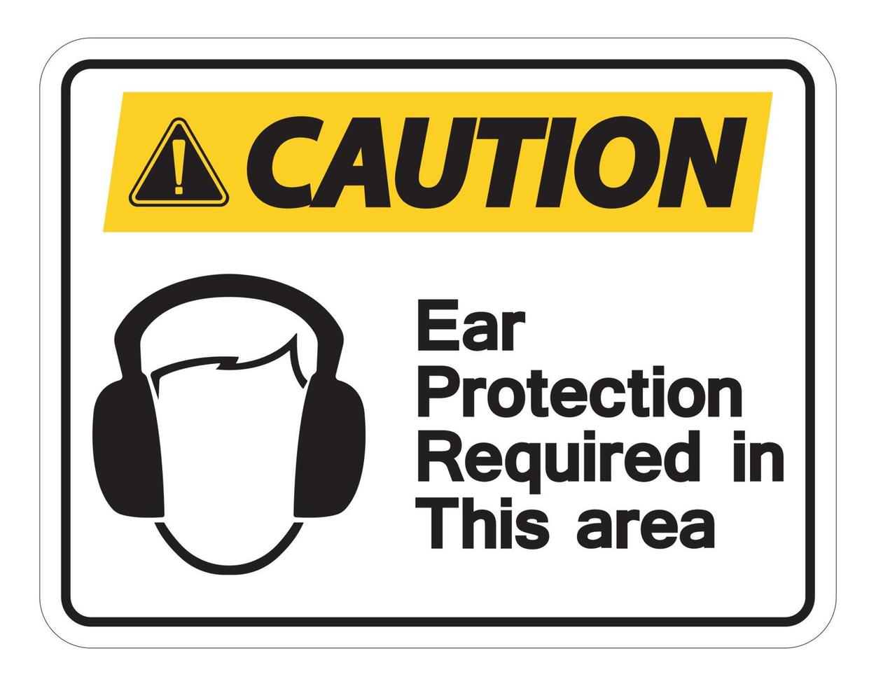 voorzichtigheid gehoorbescherming vereist in dit gebied symbool teken op witte achtergrond, vector illustratie