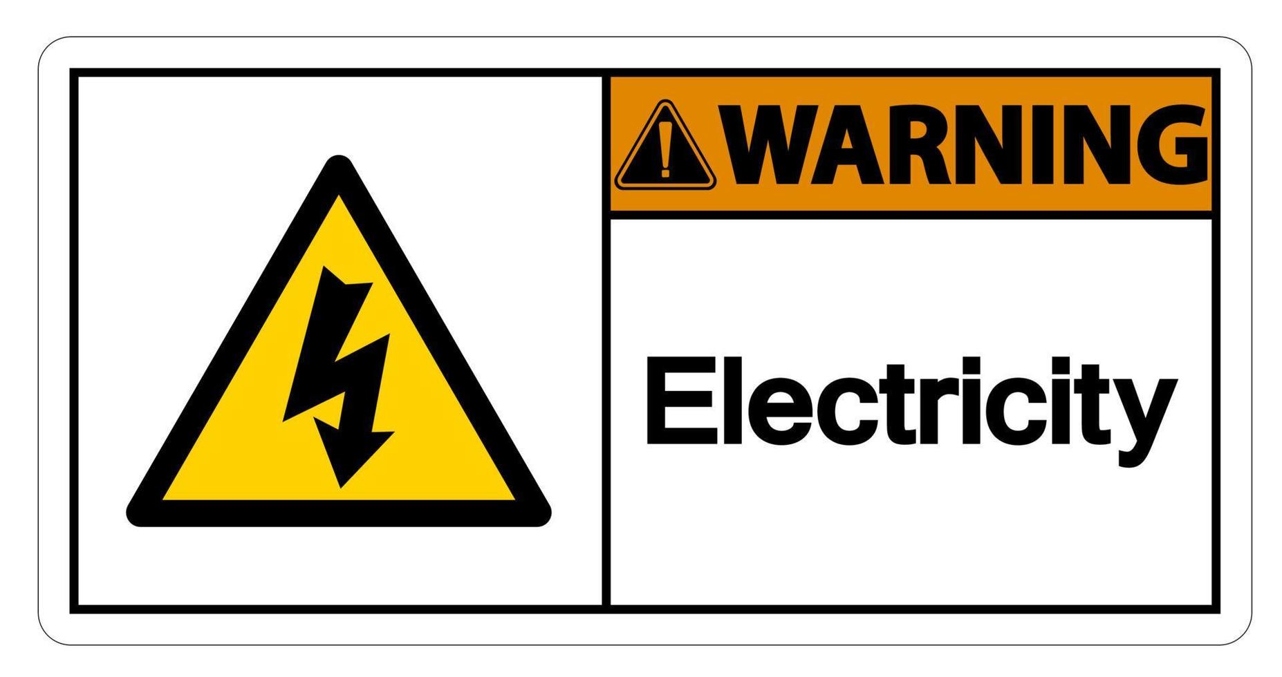 waarschuwing elektriciteit symbool teken op witte achtergrond vector