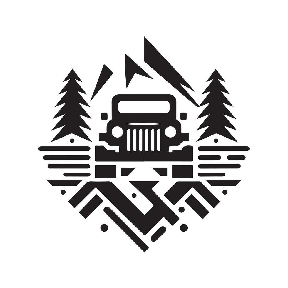 meetkundig monochroom illustratie logo van van de weg af auto vector
