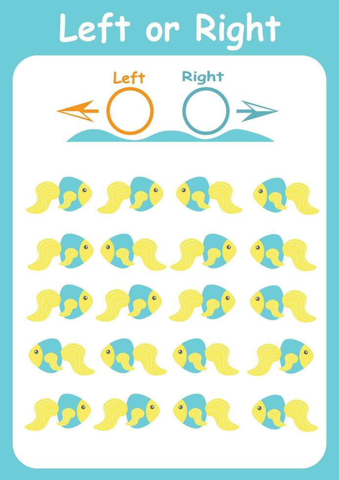 links en Rechtsaf. routebeschrijving voor kinderen. logica spel. oriëntering in ruimte. studie vel. vector