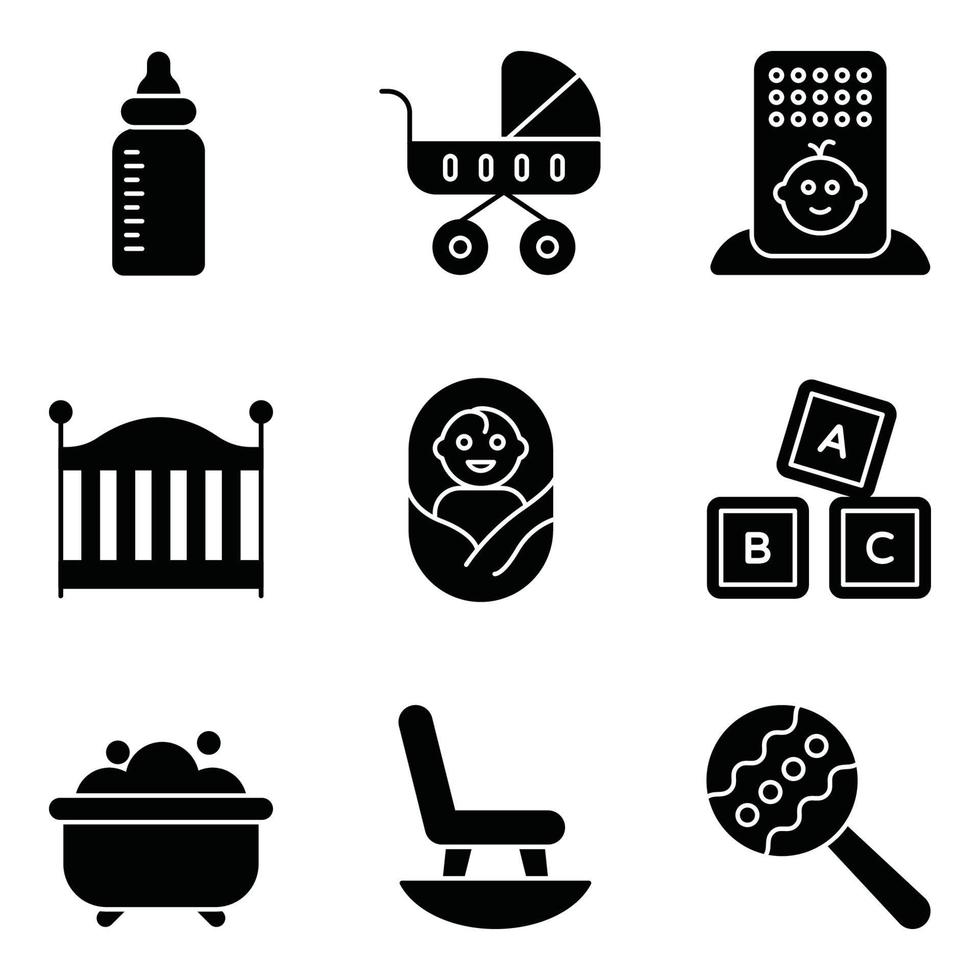 baby's glyph pictogrammen sets vector