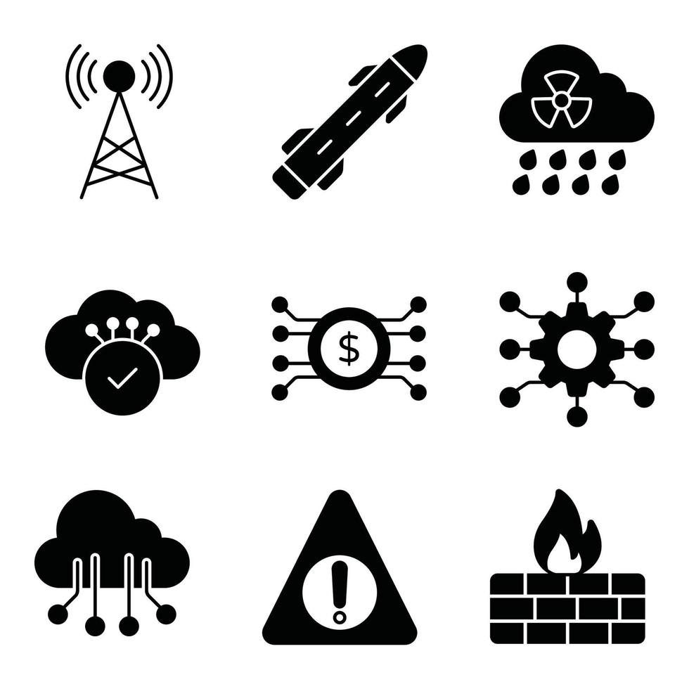 cyberpunk glyph pictogrammen sets vector