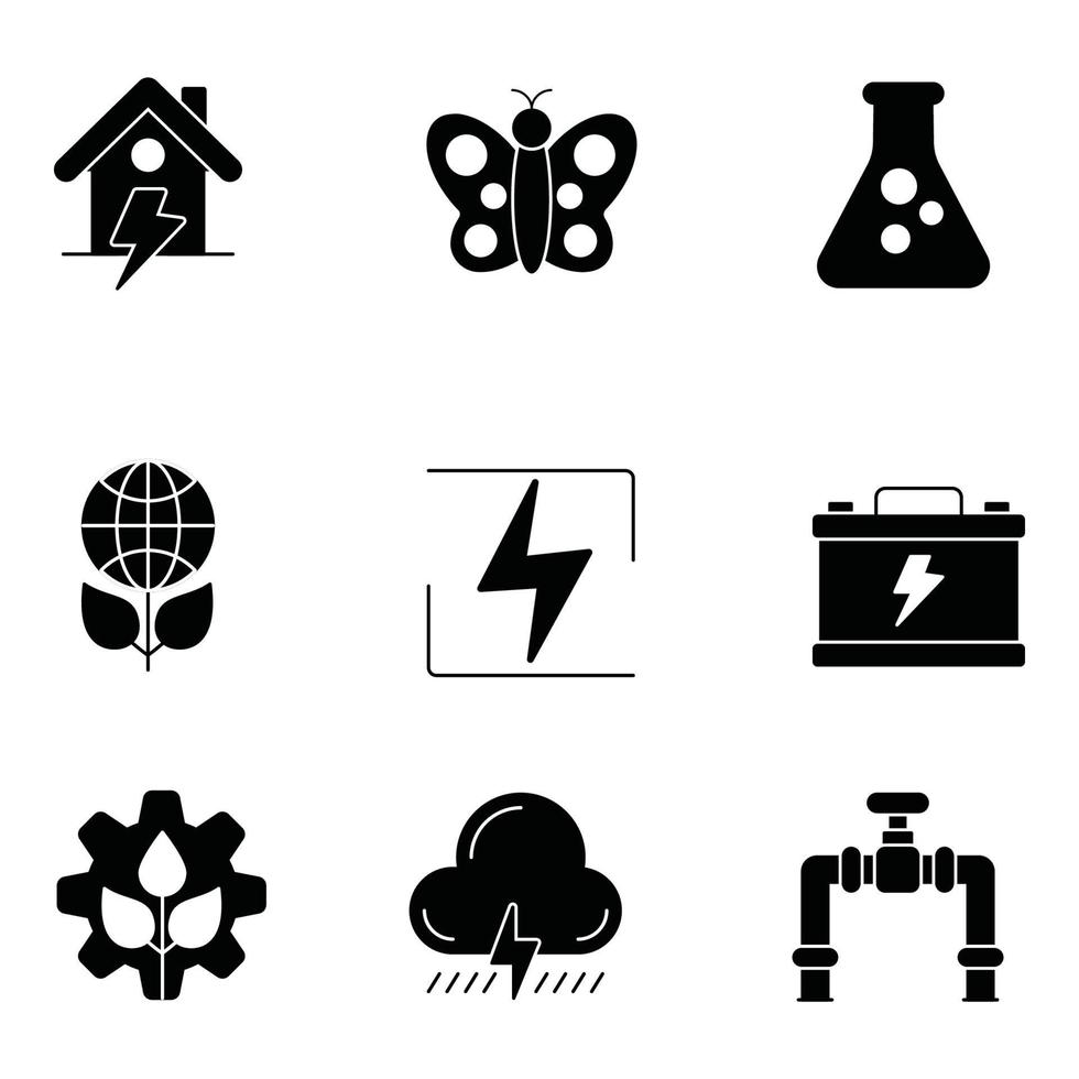 ecologie glyph pictogrammen sets vector