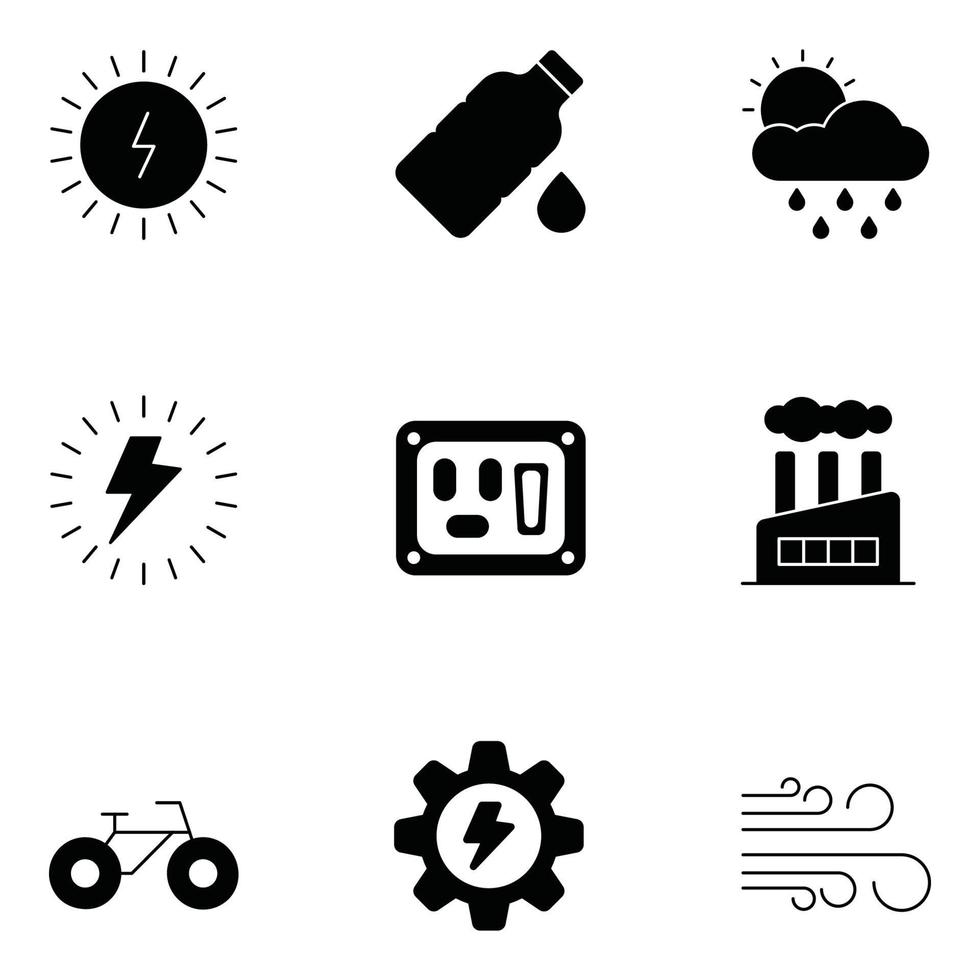 ecologie glyph pictogrammen sets vector