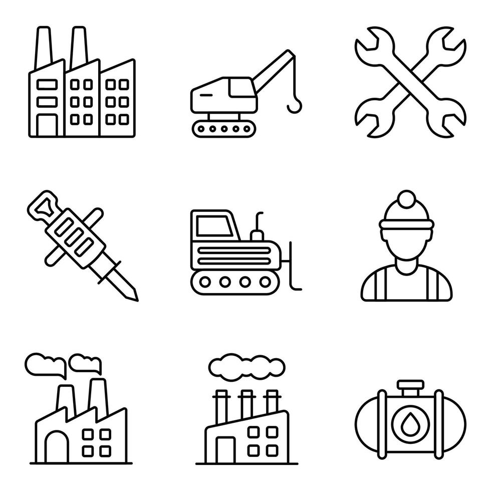 fabriek lijn pictogrammen sets vector