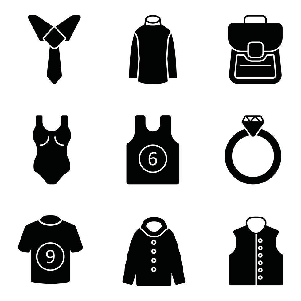 mode en kleding glyph pictogrammensets vector