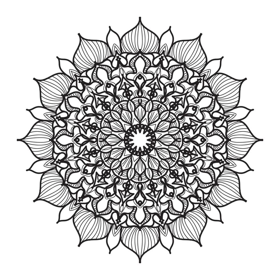 indian ornament zwart witte kaart met mandala vector