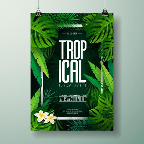 Vector zomer Beach Party Flyer illustratie met typografisch ontwerp op aard