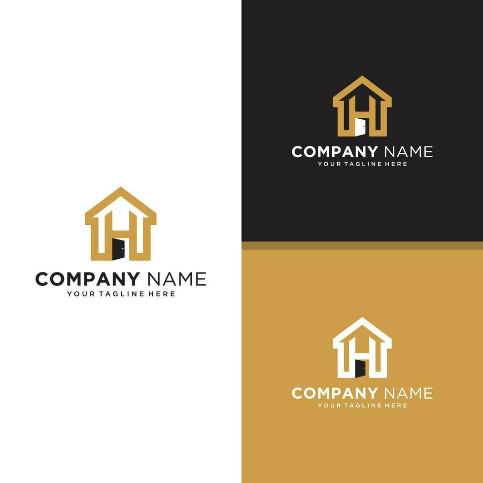 brief h huis logo ontwerp, vector illustratie