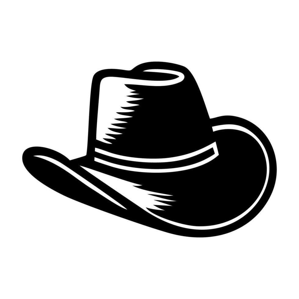 cowboy hoed zwart icoon geïsoleerd Aan wit achtergrond. bruin sheriff hoofdtooi. wild west element. vector illustratie