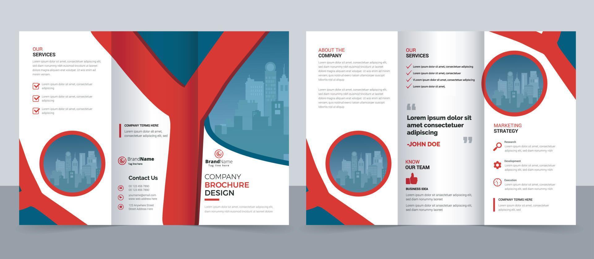 creatieve zakelijke moderne zakelijke driebladige brochuresjabloon, driebladige lay-out, brief, a4-formaat brochure vector