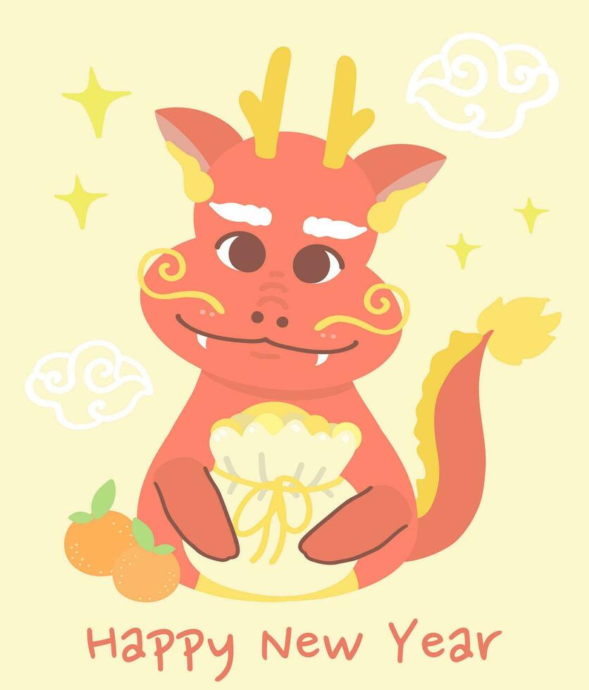 ansichtkaarten voor de gelukkig nieuw jaar, jaar van de draak, groet kaart Chinese nieuw jaar vector