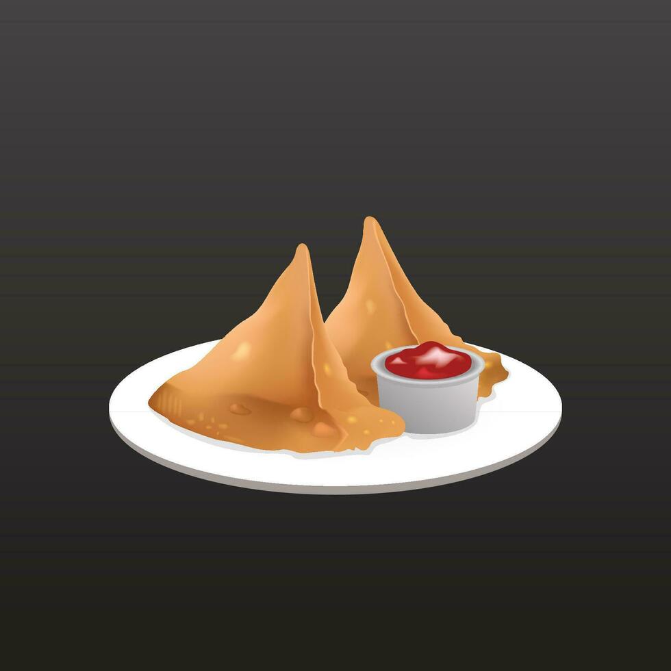 samosa Indisch voedsel vector illustratie