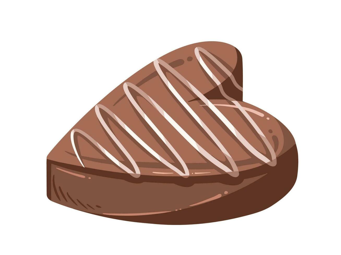 hart vormig geglazuurd zoet suikerachtig chocola stuk vector illustratie geïsoleerd Aan wit horizontaal achtergrond. gemakkelijk vlak tekenfilm kunst gestileerd valentijnsdag dag themed tekening.