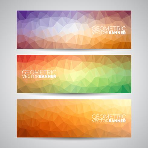 Vector geometrische driehoeken banner achtergrond instellen. Abstract veelhoekig ontwerp.