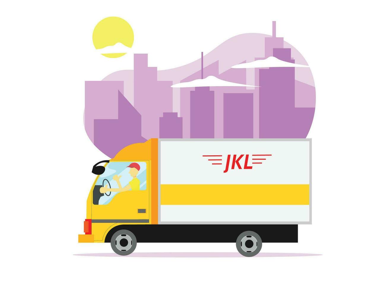 levering Mens het rijden vrachtauto Aan de manier naar leveren pakketjes van klanten online winkel vector