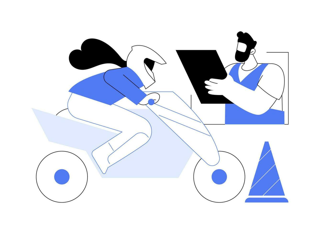 motorfiets het rijden lessen abstract concept vector illustratie.