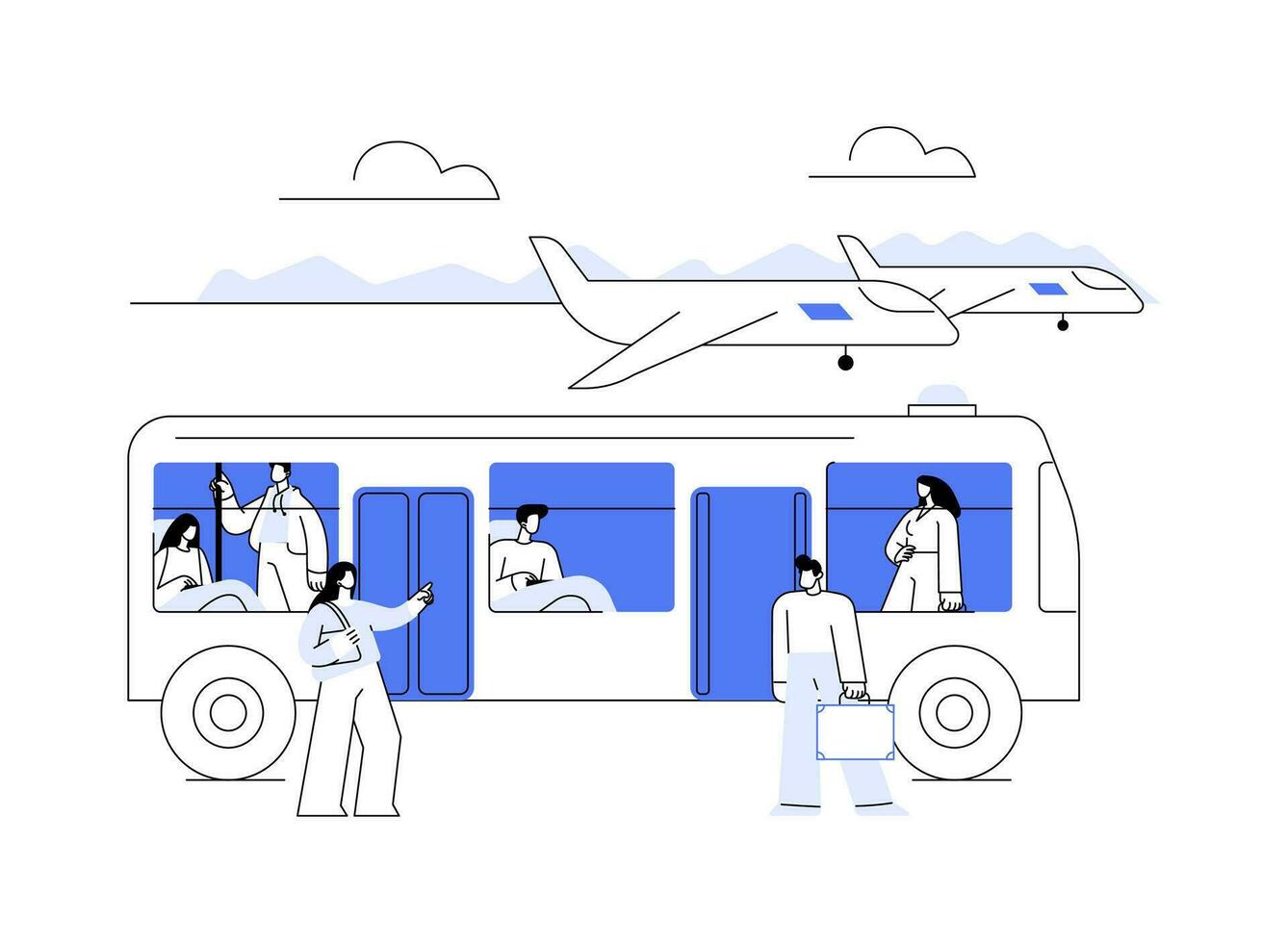 luchthaven shuttle bus abstract concept vector illustratie.