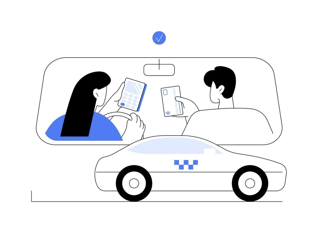 betalen voor een taxi met een kaart abstract concept vector illustratie.